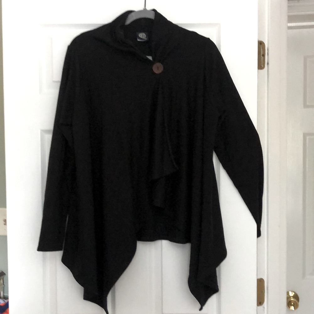 Bobeau one button fleece cardigan XL black
